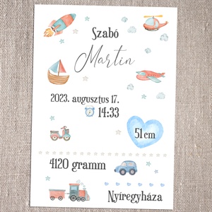 Fiús baba születési adatok dekor print A/4-es méretben (digitálisan vagy fotópapírra nyomtatva, keretezve) fekete-fehér - otthon & életmód - babaszoba, gyerekszoba - babaszoba kép - Meska.hu
