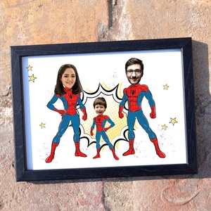 Pókember család! Szuperhősös családi grafika (A/4) digitális, fotópapíron vagy keretezve - művészet - grafika & illusztráció - digitális - Meska.hu