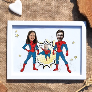 Pókember család! Szuperhősös családi grafika (A/4) digitális, fotópapíron vagy keretezve - művészet - grafika & illusztráció - digitális - Meska.hu