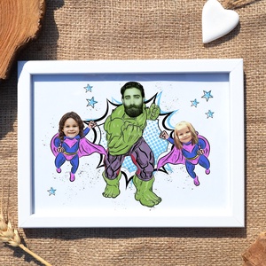 Hulk apuka lányaival - vicces szuperhősös grafika - szerkeszthető ajándék a legerősebb apának - művészet - grafika & illusztráció - digitális - Meska.hu