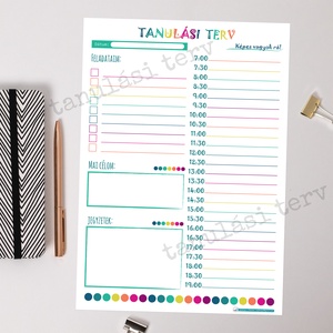 Tanulási terv - tervező, lista - szivárványos színek (digitális termék vagy papírra nyomtatva), Otthon & Életmód, Papír, írószer, Naptár & Tervező, Fotó, grafika, rajz, illusztráció, MESKA