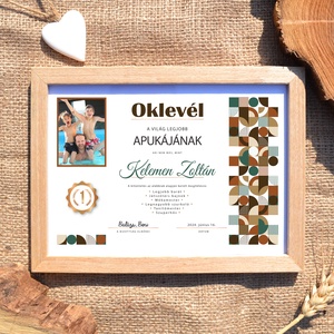 Oklevél a legjobb apának! Szerkeszthető apák napi grafika fotópapíron (A/4) ajándék geometriai mintával - művészet - grafika & illusztráció - digitális - Meska.hu
