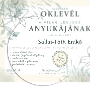 Gyönyörű oklevél a világ legjobb anyukájának! Anyák napi ajándék, digitálisan vagy fotópapírra, akár keretezve is! - művészet - grafika & illusztráció - digitális - Meska.hu