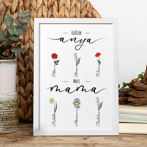 Először anya, most mama grafika a hónapok virágaival, gyermekek és unokák nevével (digitálisan vagy fotópapíron) - művészet - grafika & illusztráció - digitális - Meska.hu