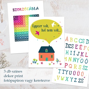 3 db színes dekor print csomagban kisiskolásoknak A/4-es méretben (fotópapírra vagy akár keretezve), Otthon & Életmód, Dekoráció, Fali és függő dekoráció, Falra akasztható dekor, Fotó, grafika, rajz, illusztráció, MESKA