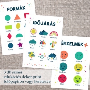3 db színes oktató dekor print csomagban kisiskolásoknak A/4-es méretben (fotópapírra vagy akár keretezve), Otthon & Életmód, Dekoráció, Fali és függő dekoráció, Falra akasztható dekor, Fotó, grafika, rajz, illusztráció, MESKA