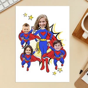 Szuperanya 3 gyermekkel - Szuperhősös grafika anyának (digitálisan, fotópapíron vagy keretben) saját fotóid alapján! - Meska.hu