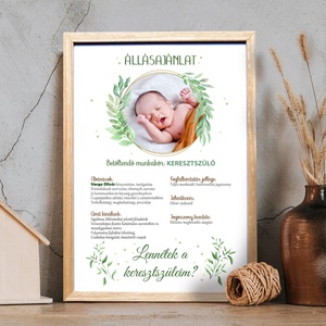 Keresztszülő felkérő grafika, kedves állásajánlat (digitálisan vagy fotópapíron, keretezve), Művészet, Grafika & Illusztráció, Digitális, Fotó, grafika, rajz, illusztráció, MESKA