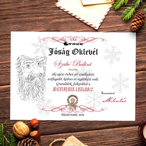 Jóság oklevél a Mikulástól - névre szólóan (digitális kép vagy fotópapírra nyomtatva vagy keretezve) - karácsony - mikulás - mikulás ajándékok - Meska.hu