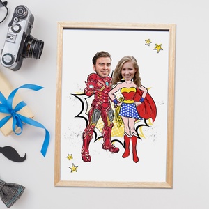 Szuperpáros! Szuperhősös grafika kedvesednek digitálisan, fotópapíron vagy keretezve (A/4) szerkeszthető ajándék - művészet - grafika & illusztráció - digitális - Meska.hu