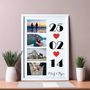 Évfordulós grafika - nászajándék grafika - 4 fotó dátummal, aláírással - szerkeszthető kép, Művészet, Grafika & Illusztráció, Digitális, Fotó, grafika, rajz, illusztráció, MESKA