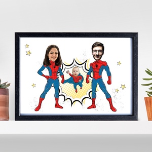 Pókember család! Szuperhősös családi grafika (A/4) digitális, fotópapíron vagy keretezve - művészet - grafika & illusztráció - digitális - Meska.hu