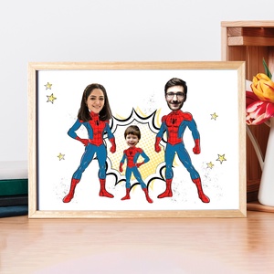 Pókember család! Szuperhősös családi grafika (A/4) digitális, fotópapíron vagy keretezve, Művészet, Grafika & Illusztráció, Digitális, Fotó, grafika, rajz, illusztráció, MESKA