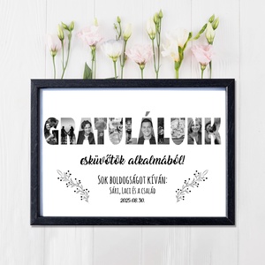 Esküvői ajándék - Gratulálunk! Fekete-fehér vagy színes fotós grafika (digitálisan vagy fotópapíron) - esküvő - emlék & ajándék - nászajándék - esküvői pénzátadó képkeret - Meska.hu