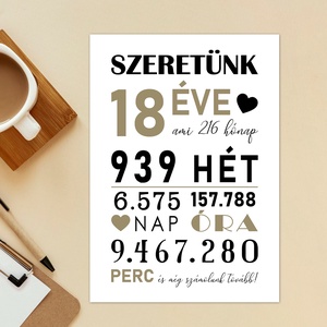18. születésnapi ajándék - A/4-es grafika - 18 éve szeretünk - digitális kép vagy fotópapírra nyomtatva, akár keretezve) - művészet - grafika & illusztráció - digitális - Meska.hu