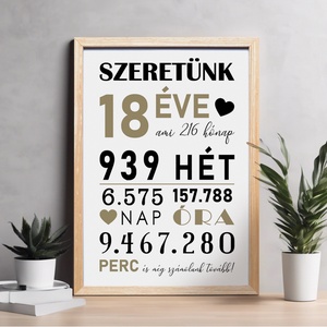 18. születésnapi ajándék - A/4-es grafika - 18 éve szeretünk - digitális kép vagy fotópapírra nyomtatva, akár keretezve), Művészet, Grafika & Illusztráció, Digitális, Fotó, grafika, rajz, illusztráció, MESKA