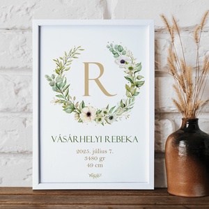 Baba születési adatok kezdőbetűvel - dekor kép A/4-es méretben (digitálisan vagy fotópapírra nyomtatva, keretezve) - Meska.hu