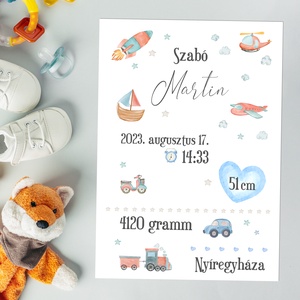 Fiús baba születési adatok dekor print A/4-es méretben (digitálisan vagy fotópapírra nyomtatva, keretezve) fekete-fehér - otthon & életmód - babaszoba, gyerekszoba - babaszoba kép - Meska.hu