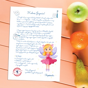 Fogtündér levél gyerekeknek  névre szóló, digitális, nyomtatható üzenet az első kiesett fog után, Szépségápolás, Fogápolás, Fotó, grafika, rajz, illusztráció, MESKA