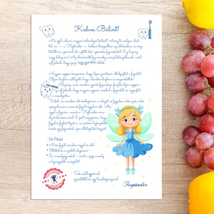 Fogtündér levél gyerekeknek  névre szóló, digitális, nyomtatható üzenet az első kiesett fog után - szépségápolás - fogápolás - Meska.hu