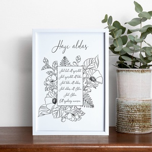 Fekete-fehér Házi áldás dekor print A/4-es méretben - színes vagy matt fotópapíron - akár keretezve - Meska.hu