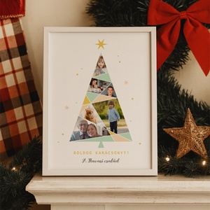 Modern karácsonyfás grafika A/4-es méretben (digitális kép vagy fotópapírra nyomtatva, keretezve) Boldog karácsonyt!, Karácsony, Karácsonyi ajándékozás, Karácsonyi képeslap, üdvözlőlap, ajándékkísérő, Fotó, grafika, rajz, illusztráció, MESKA