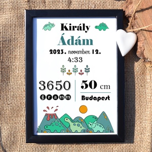 Dínós babaposzter dekor print A/4-es méretben (digitálisan vagy fotópapírra nyomtatva, keretezve) fekete-fehér, Baba - mama, Babaszoba dekoráció, Babaszoba kép, Fotó, grafika, rajz, illusztráció, MESKA