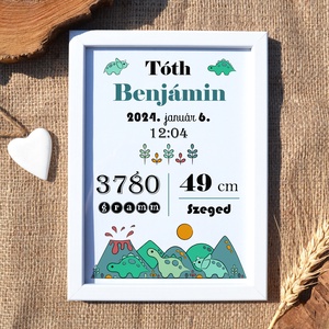 Dínós babaposzter dekor print A/4-es méretben (digitálisan vagy fotópapírra nyomtatva, keretezve) fekete-fehér - baba - mama - babaszoba dekoráció - babaszoba kép - Meska.hu