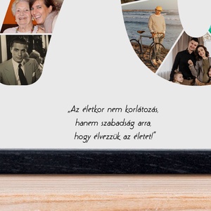 70-es szülinapi fotókollázs A/4-es méretben dátummal, aláírással (digitális kép vagy fotópapírra nyomtatva, keretezve) - művészet - kollázs - Meska.hu