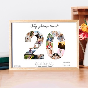 20-as szülinapi fotókollázs A/4-es méretben dátummal, aláírással (digitális kép vagy fotópapírra nyomtatva, keretezve) - Meska.hu