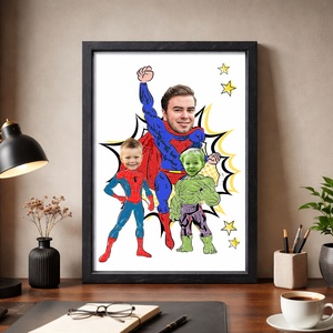 Szuperapa fiaival! Digitálisan vagy fotópapíron (A/4), keretezve - szerkeszthető ajándék - vegyes szereplők - Meska.hu