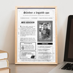 Apa a címlapon! Szerkeszthető hetilap grafika apának fotópapíron (A/4) ajándék apának, apák napjára, a legjobb apának - Meska.hu