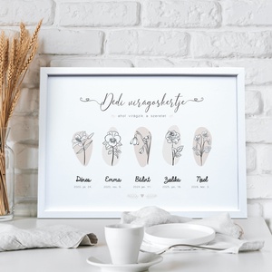 Dédunokák nevei Dédi kertjében - megható anyák napi ajándék grafika (digitálisan, fotópapíron vagy keretezve - A/4) - művészet - grafika & illusztráció - művészi nyomat - Meska.hu