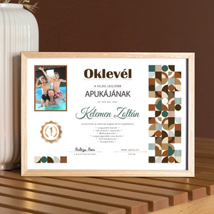 Fényképes oklevél a legjobb apának! Szerkeszthető apák napi grafika fotópapíron (A/4) ajándék geometriai mintával - Meska.hu