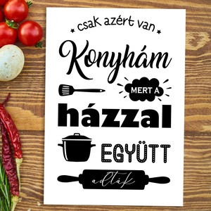 Konyhás fekete-fehér dekor grafika válaszható keretben - A/4-es méret - konyhai print - A konyhát a házzal együtt adták - otthon & életmód - dekoráció - fali és függő dekoráció - falra akasztható dekor - Meska.hu
