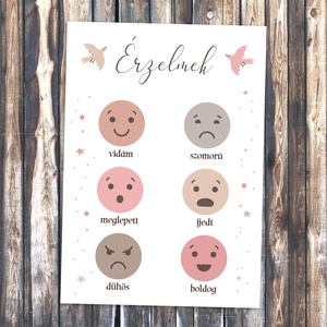 Érzelmek - aranyos dekor kép A/4-es méretben (fotópapírra nyomtatva vagy keretezve) ovisoknak, kisiskolásoknak - otthon & életmód - dekoráció - fali és függő dekoráció - falra akasztható dekor - Meska.hu