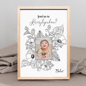 Keresztanya, keresztapa felkérő grafika - A/4 - digitálisan vagy fotópapíron vagy keretezve - keresztszülő - baba - mama - keresztelő kellékek - keresztelőajándékok - Meska.hu