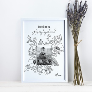 Keresztanya, keresztapa felkérő grafika - A/4 - digitálisan vagy fotópapíron vagy keretezve - keresztszülő - baba - mama - keresztelő kellékek - keresztelőajándékok - Meska.hu