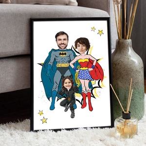 Szupercsalád! Macskalánnyal, Batmannel és Wonder Womannel! Vicces képregény grafika a te fényképeidből. Akár keretezve! - művészet - grafika & illusztráció - digitális - Meska.hu