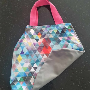 Sínes háromszödes-szürke szatyor, Táska & Tok, Bevásárlás & Shopper táska, Shopper, textiltáska, szatyor, Varrás, MESKA