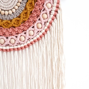 Gyöngyös szivárvány makramé falidísz  - mustár - otthon & életmód - dekoráció - fali és függő dekoráció - falra akasztható dekor - Meska.hu