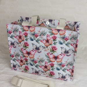 Pillangós  romantikus, shopper, bevásárló, munkábajárós, ebédhordós  kézben és vállon is hordható táska - táska & tok - kézitáska & válltáska - kézitáska - Meska.hu