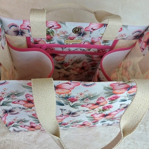 Pillangós  romantikus, shopper, bevásárló, munkábajárós, ebédhordós  kézben és vállon is hordható táska - táska & tok - kézitáska & válltáska - kézitáska - Meska.hu