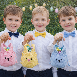 Húsvéti csokigyűjtő, pénzátadó horgolt nyuszizsákok - Meska.hu