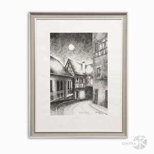 Fekete Fehér Falikép - Közepes méretű, keretezett - művészet - grafika & illusztráció - egyéb rajzok - Meska.hu