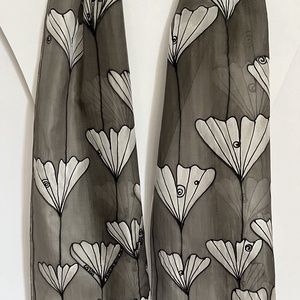 Fekete-szürke Sál, Ruha & Divat, Sál, Sapka, Kendő, Sál, Selyemfestés, MESKA