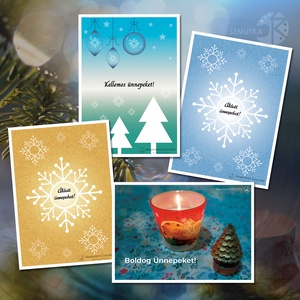 4 db-os Karácsonyi lap, képeslap, ajándékkísérő csomag, Otthon & Életmód, Papír, írószer, Ajándékozás kellékei, Képeslap, üdvözlőlap, Fotó, grafika, rajz, illusztráció, Papírművészet, MESKA