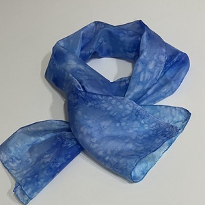 Kék jégvirágos hernyóselyem Sál, Ruha & Divat, Sál, Sapka, Kendő, Sál, Selyemfestés, MESKA