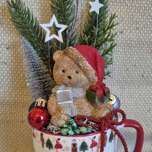 Karácsonyi macis bögre, Karácsony, Adventi díszek, Adventi asztaldísz, Mindenmás, MESKA