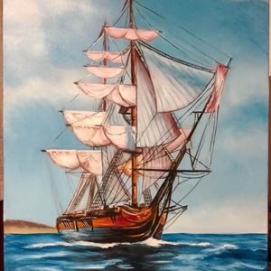 Vitorlás a tengeren Szőke Gábor olajfestmény - művészet - festmény - olajfestmény - Meska.hu